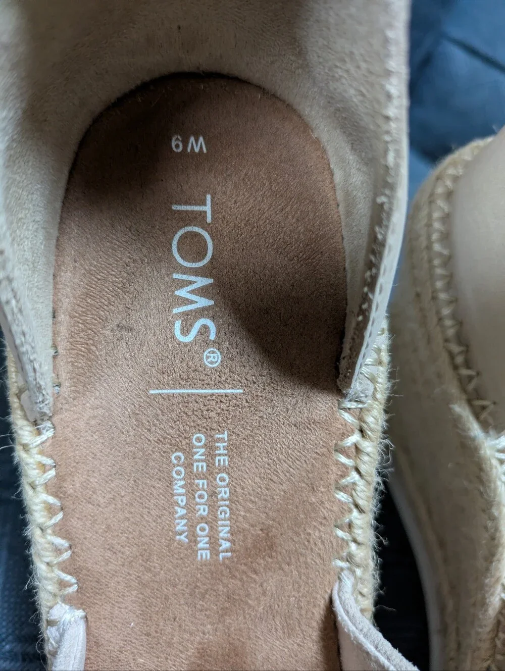 TOMS Cream Espadrille Wedge Sandals with Tan Ankle Strap
